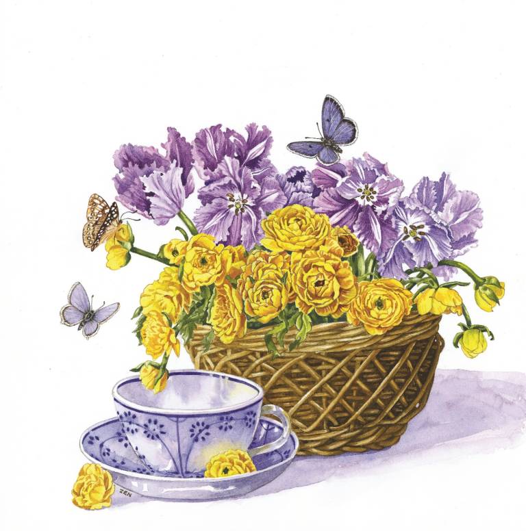 Spring Flowers and Tea Cup - Zoe Elizabeth Norman