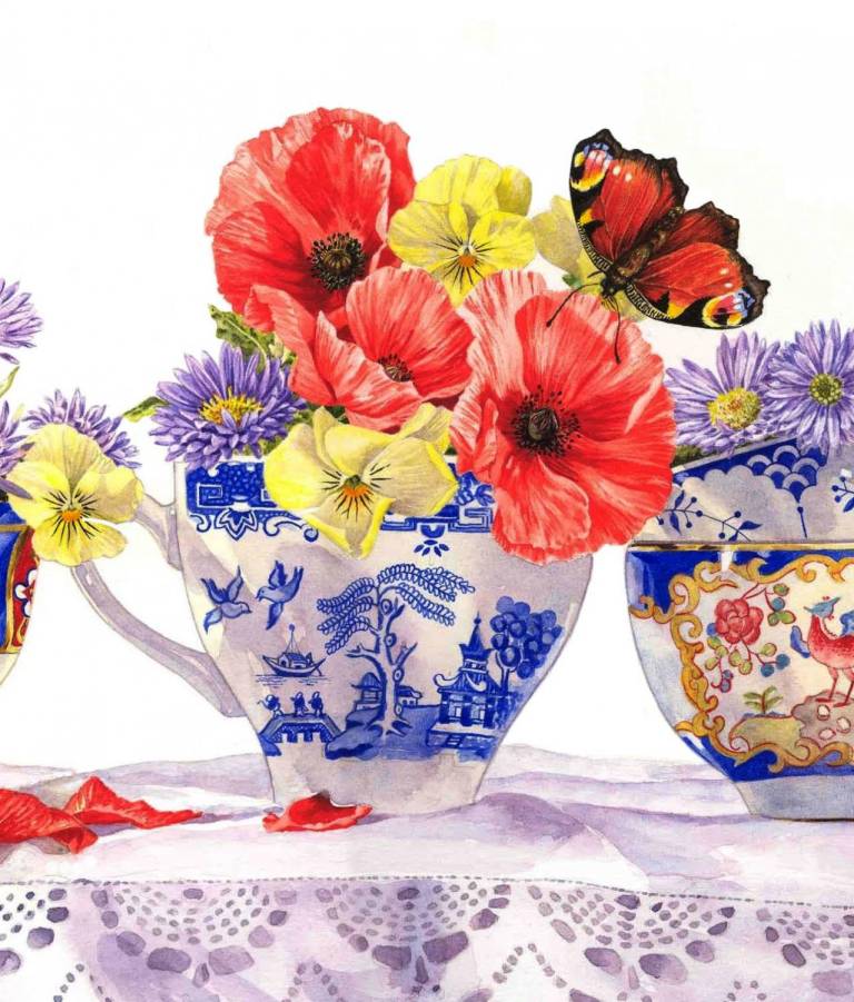 Poppies and Tea Cups - Zoe Elizabeth Norman