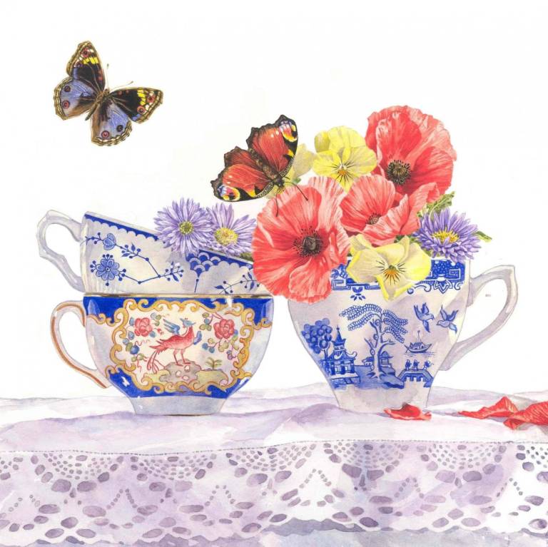 Poppies and Tea Cups - Zoe Elizabeth Norman