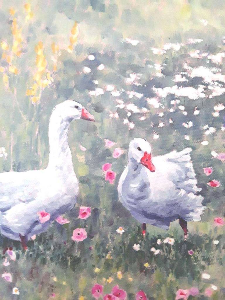 Summer Meadow and Geese - Zoe Elizabeth Norman