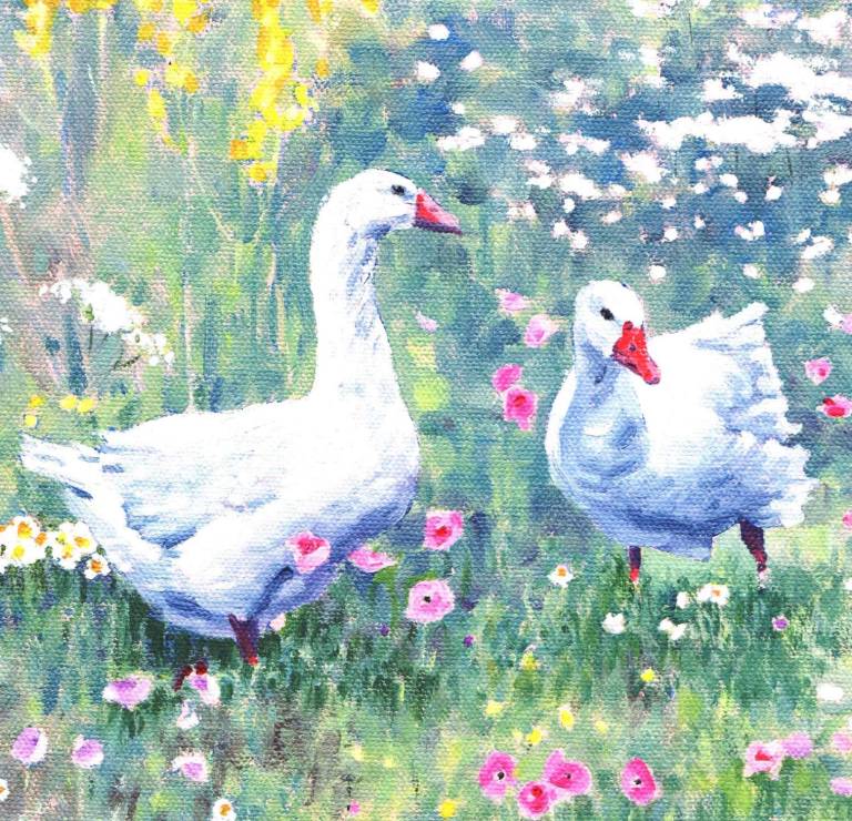 Summer Meadow and Geese - Zoe Elizabeth Norman