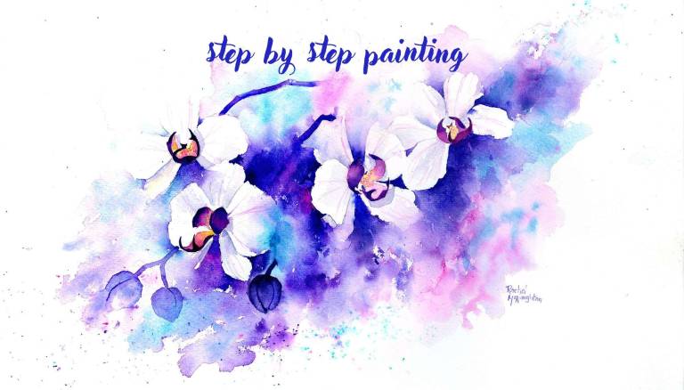 Phaleanopsis Orchid watercolour painting tutorial - Rachel McNaughton