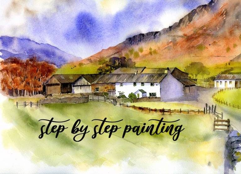 Farm at Dungeon Ghyll watercolour painting tutorial - Rachel McNaughton