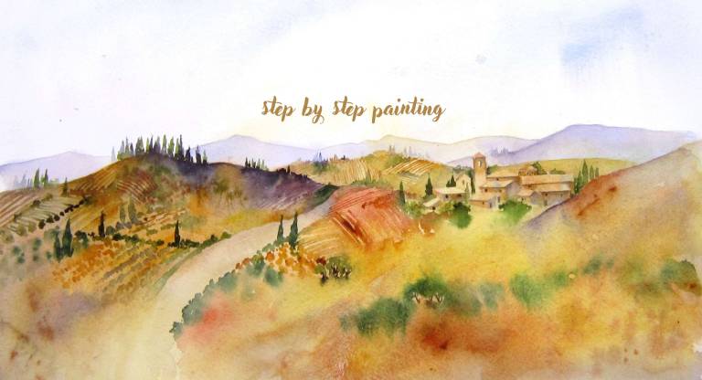 Tuscan Landscape painting tutorial - Rachel McNaughton