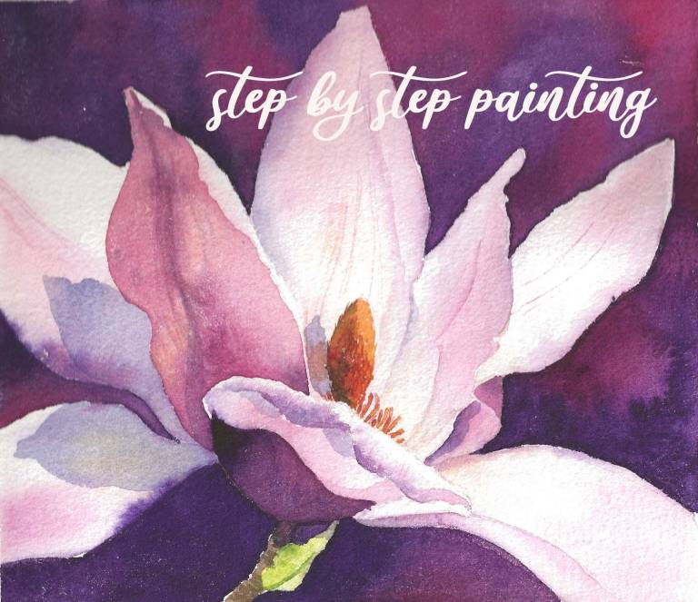 Magnolia in watercolour painting tutorial - Rachel McNaughton
