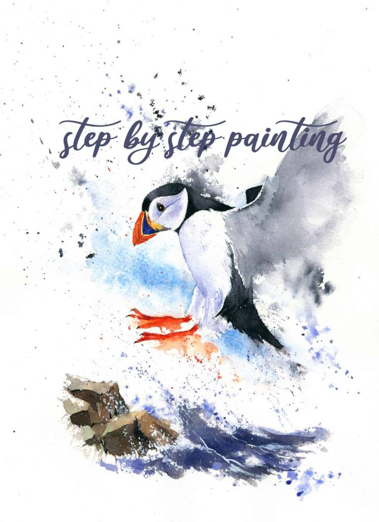 Puffin watercolour painting tutorial - Rachel McNaughton