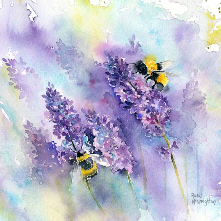 Bees and Lavender giclee print - Rachel McNaughton