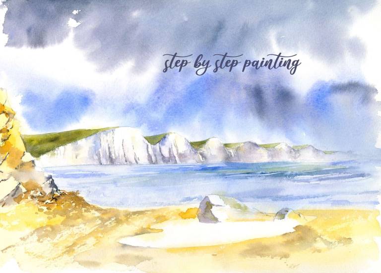 White Cliffs watercolour painting tutorial - Rachel McNaughton