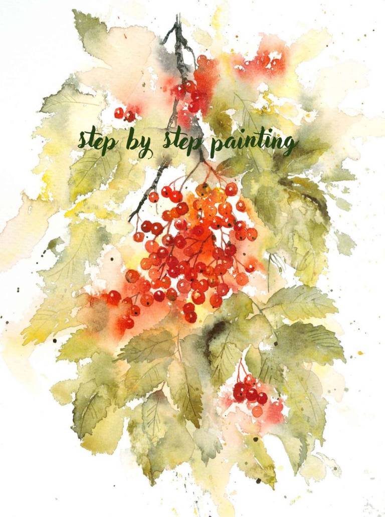 Rowan Berries watercolour painting tutorial - Rachel McNaughton