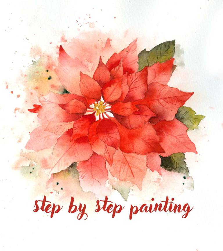 Poinsettia watercolour painting tutorial - Rachel McNaughton