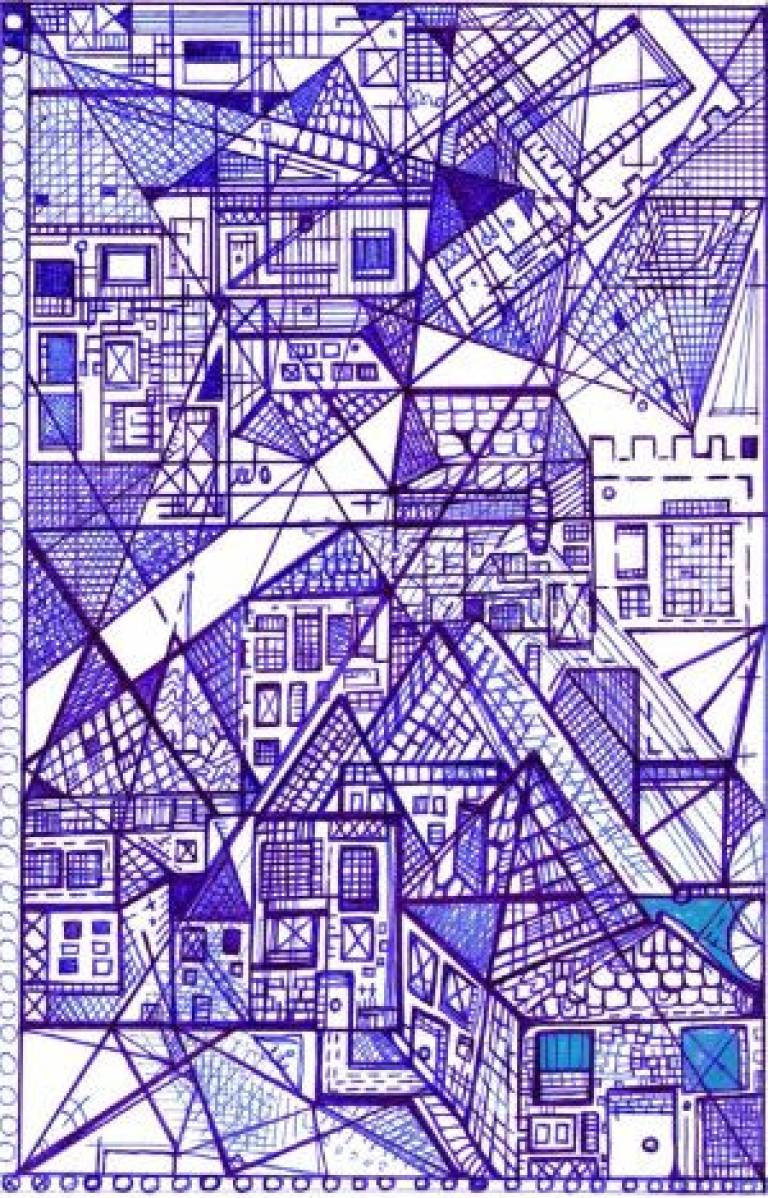 Blue-Color-Saturated Haunted District Modulation-II - Alix Godon