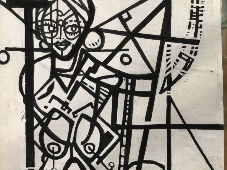 Alix Godon - White woman beside Ferris Wheel Recto/ Verso