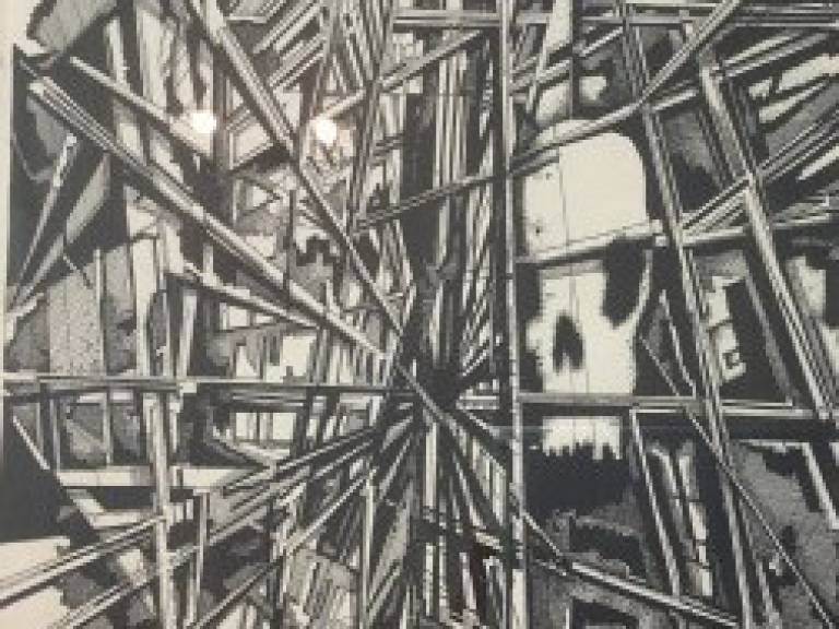 Mark Carmichael  - Skull in scaffolding 