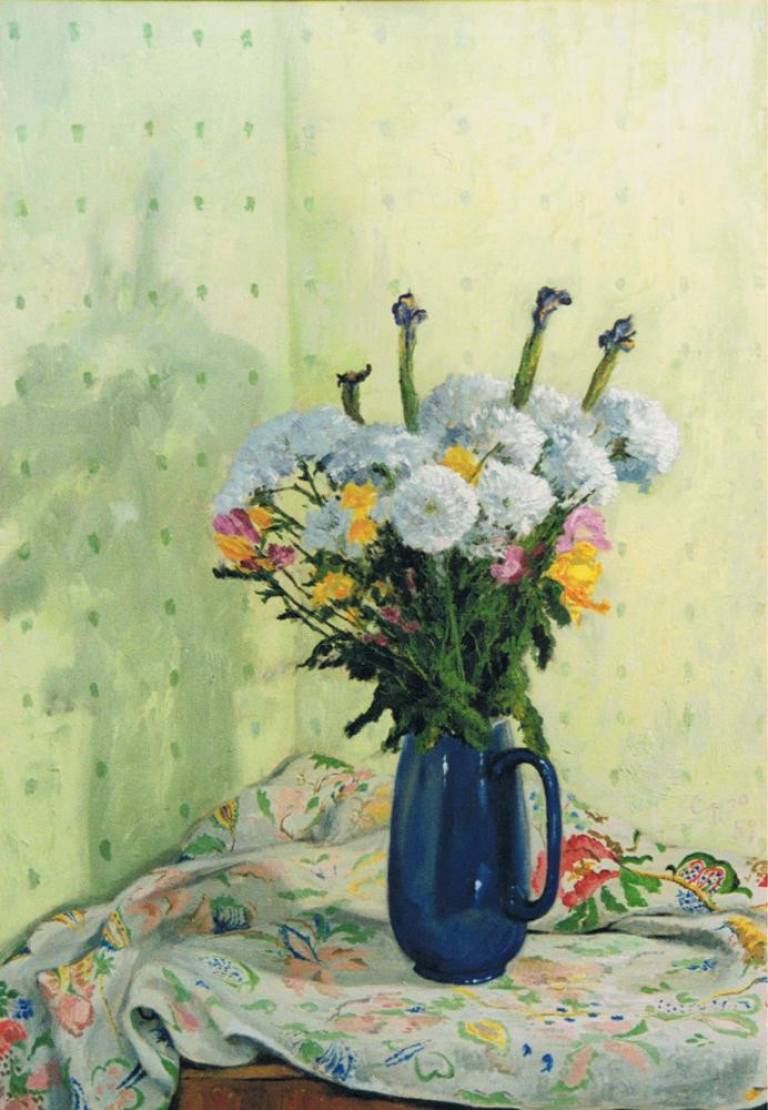 Flowers on Green. SOLD - Cyppo  Streatfeild