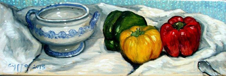 Three peppers and pot. SOLD - Cyppo  Streatfeild