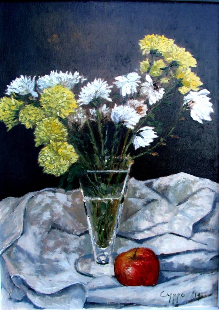 Holiday flowers and apple. SOLD - Cyppo  Streatfeild