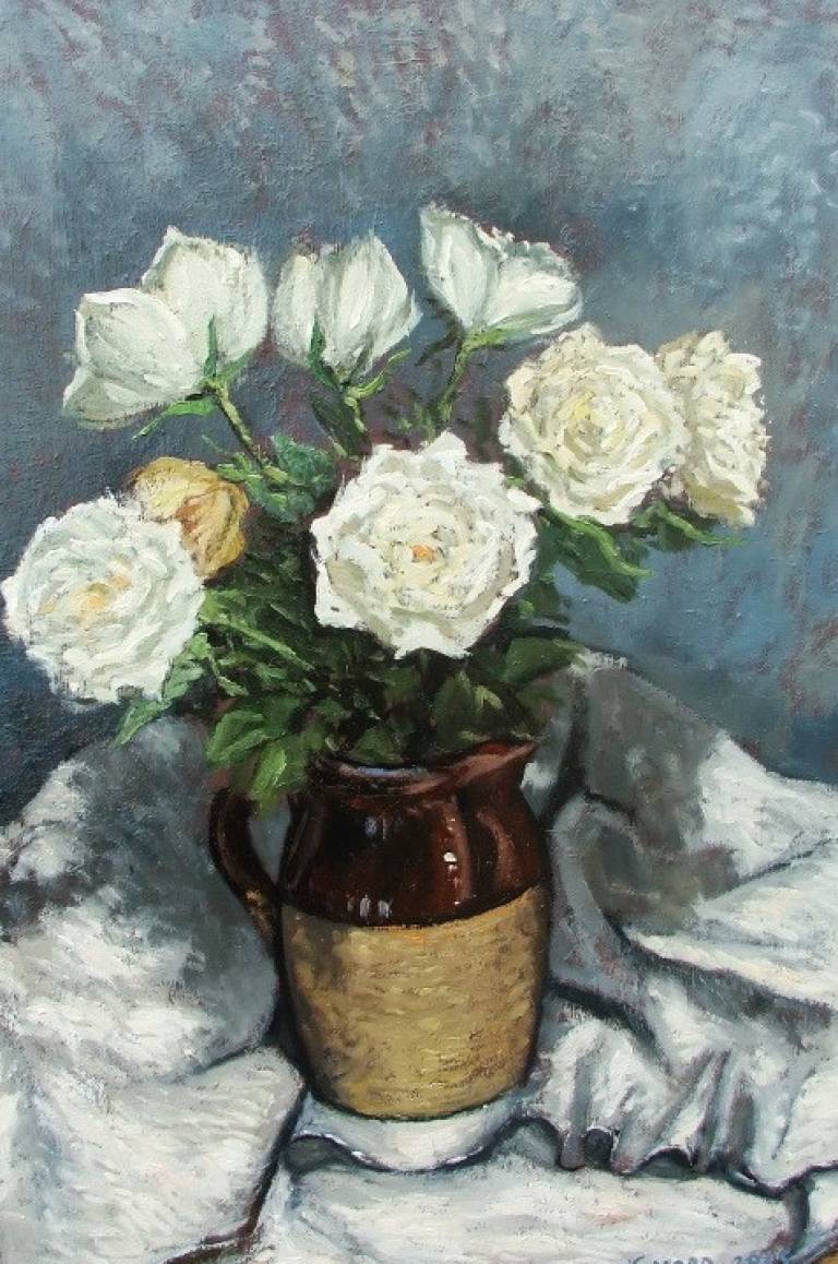 Whites and greys in brown jug - Cyppo  Streatfeild