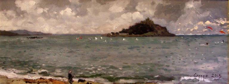 Kite surfers. Winter morning. Marazion. SOLD - Cyppo  Streatfeild