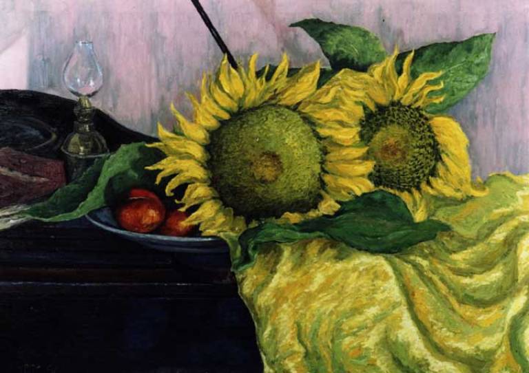 Sunflowers on piano. SOLD - Cyppo  Streatfeild