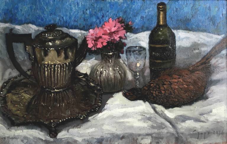 Silver, wine, flowers and pheasant - Cyppo  Streatfeild