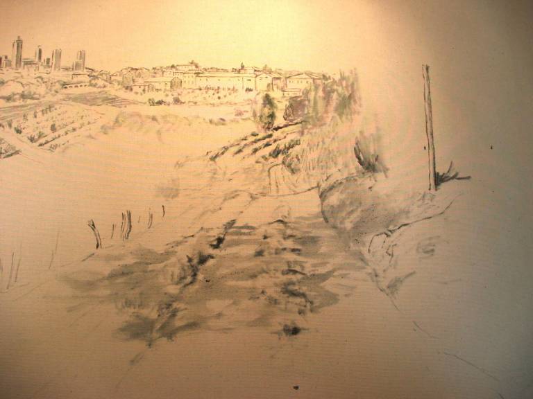 Drawing. Path To San Gimignano. SOLD - Cyppo  Streatfeild