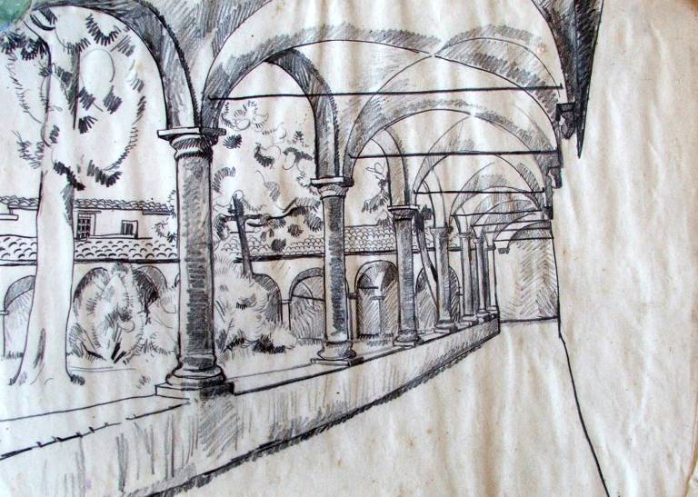 Drawing. The Monastery. San Gimignano - Cyppo  Streatfeild