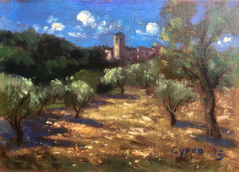 Colle Lungo Through the Trees. Umbria - Cyppo  Streatfeild