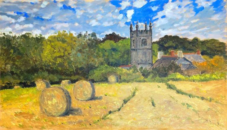 Germoe Church With Hay Bales - Cyppo  Streatfeild