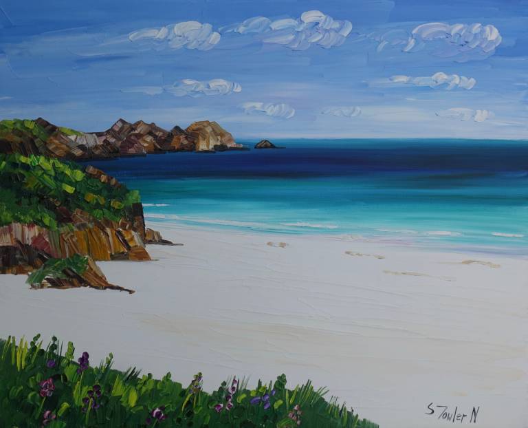 Porthcurno Beach Cornwall (60 x 50cm) - Sheila Fowler