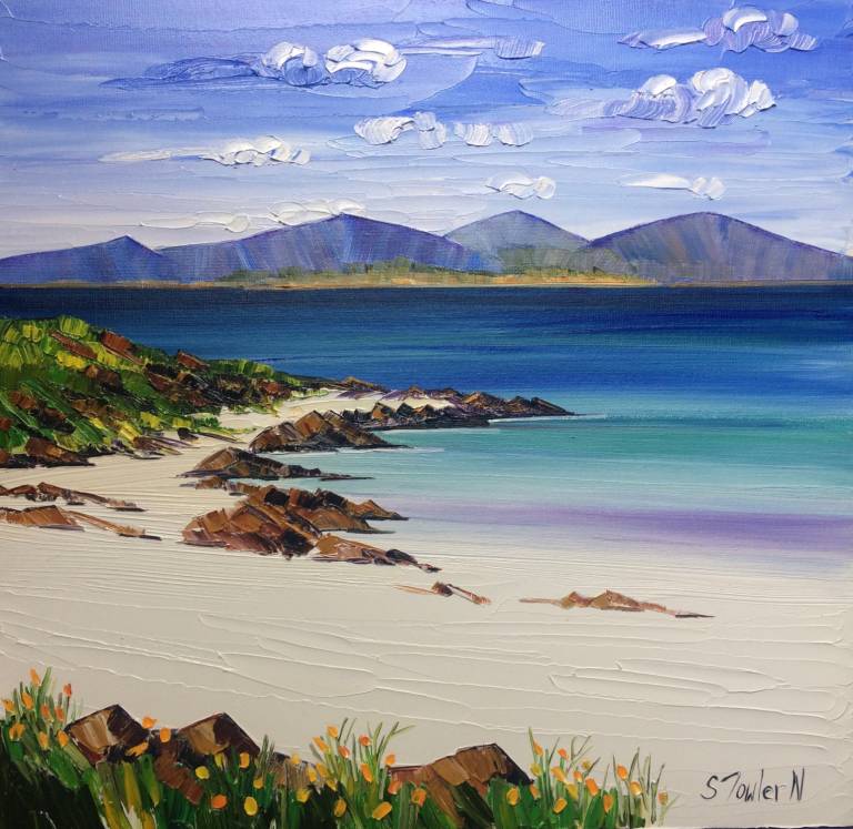 Beach Rocks and Machair Harris (30 x 30cm) - Sheila Fowler