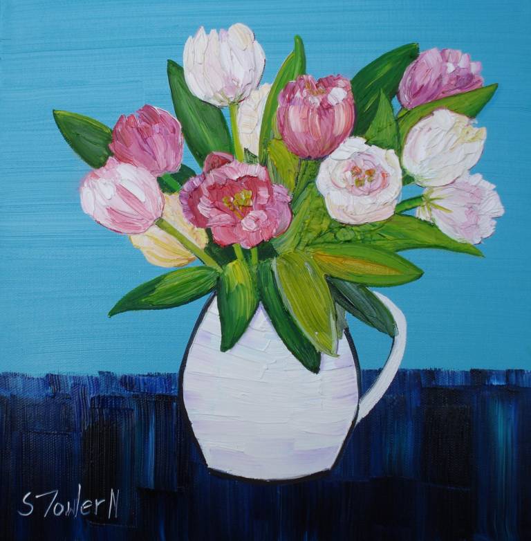 Pink Tulips (30 X 30cm) SOLD - Sheila Fowler