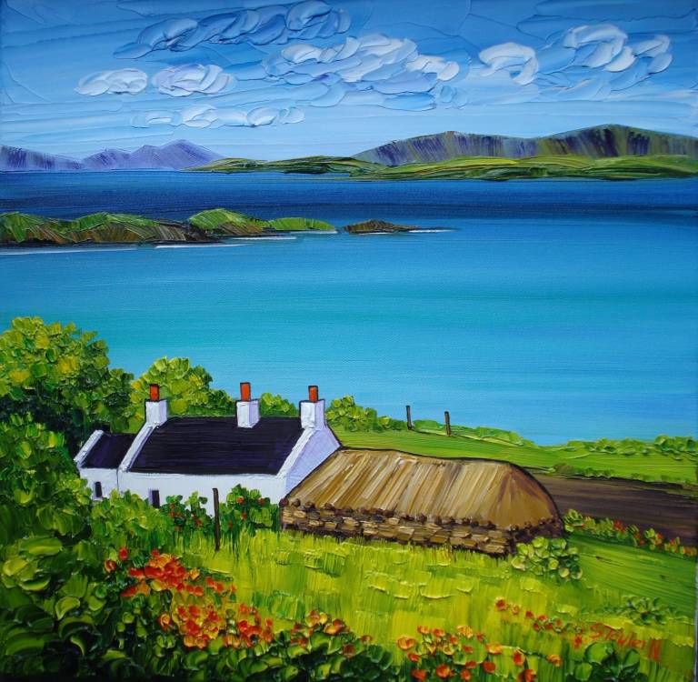 Three Chimneys and Croft Museum  25 x 25cm (ART PRINT OF SKYE - click for detail - Sheila Fowler