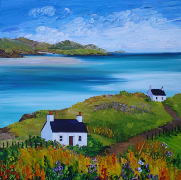 Cottages Luskentyre Harris (25 x 25cm) £45 - Sheila Fowler