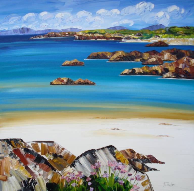 Beach Rocks and Sea Thrift Iona (ART PRINT OF IONA - click for detail) - Sheila Fowler