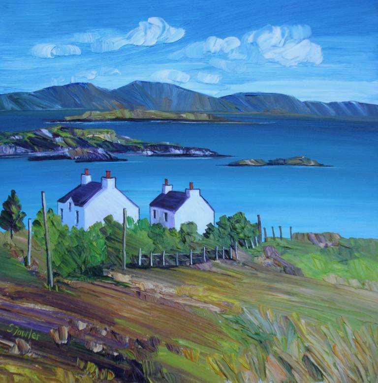Cottages at Loch Dunvegan Skye( ART PRINT OF SKYE - click for detail) - Sheila Fowler