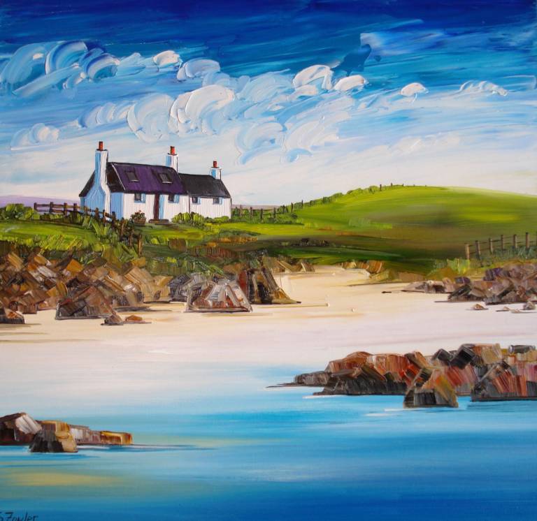 Beach Crofts Tiree (25 x 25cm) £45 - Sheila Fowler