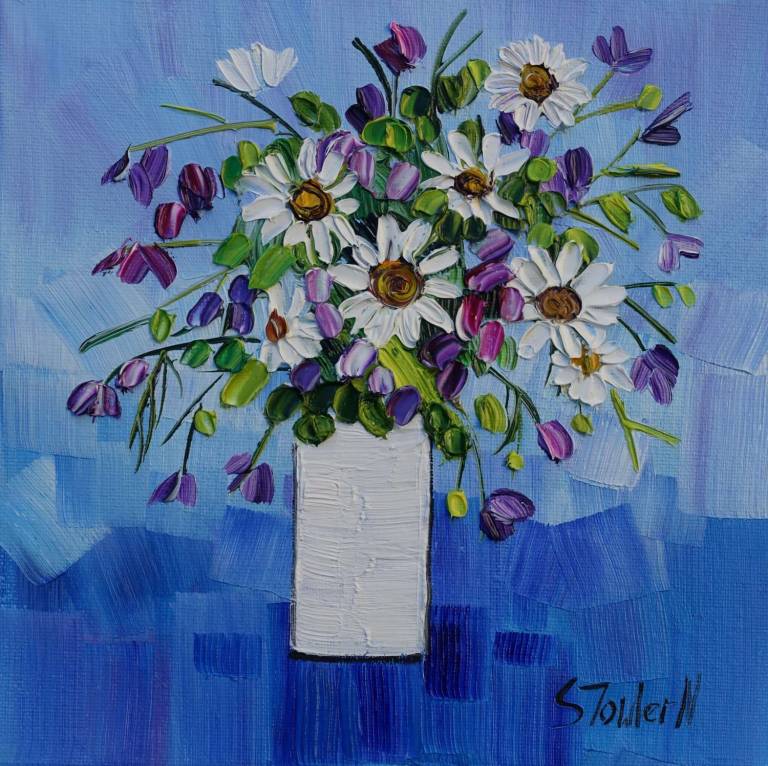 White Daisies  (20 X 20cm) SOLD - Sheila Fowler