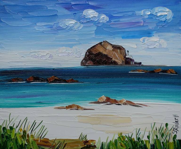 Bass Rock and Grasses North Berwick(30 X 25cm) SOLD - Sheila Fowler