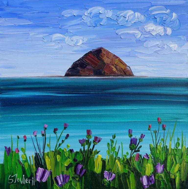 Ailsa Craig and Arran Thistles (25 x 25cm)  £49 - Sheila Fowler