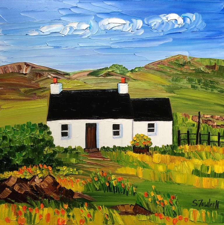 Cottage and Summer Wildflowers (30 X 30cm) - Sheila Fowler