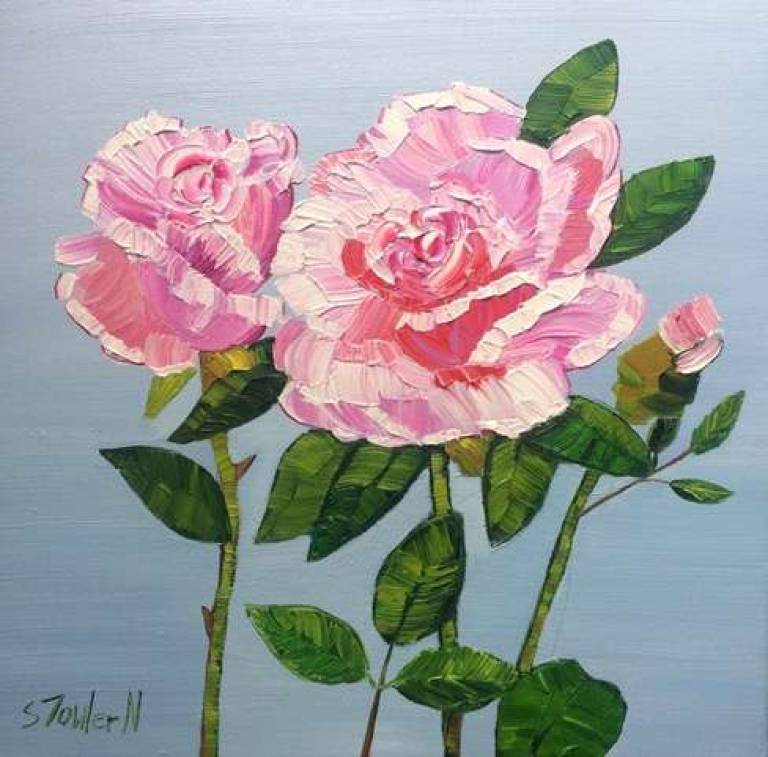 Pale Pink Roses (25 x 25cm) £45 - Sheila Fowler