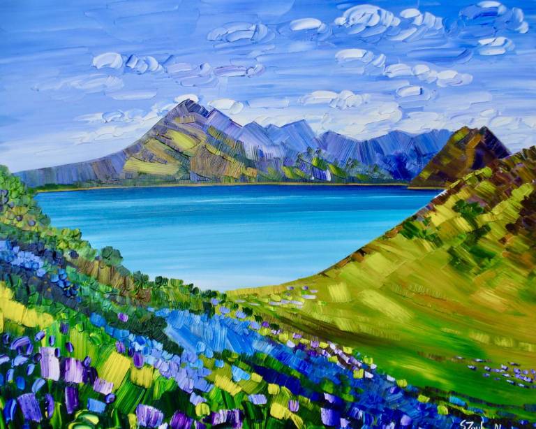 Black Cuillins and Wild Heather Skye 25 x 20cm  (ART PRINT OF SKYE - click for d - Sheila Fowler