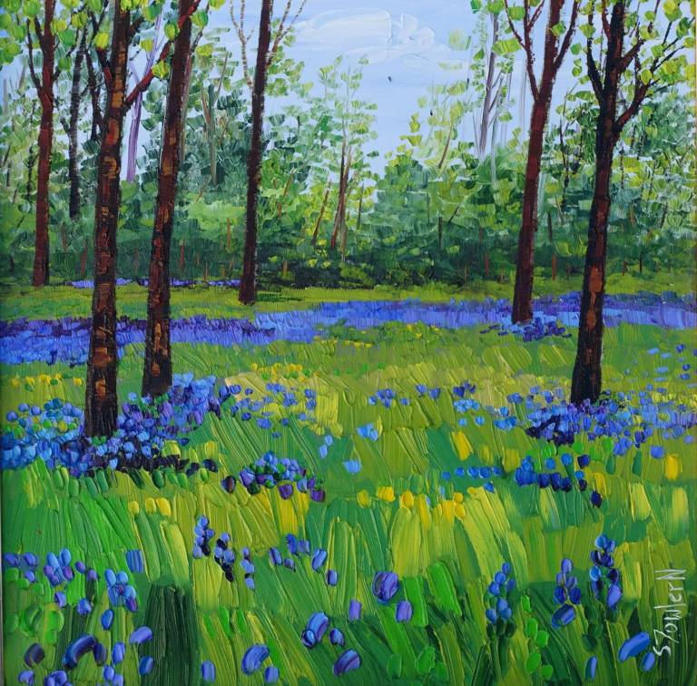 Bluebells 40 x 40cm SOLD - Sheila Fowler