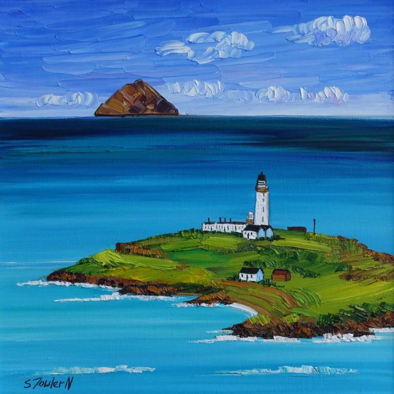 Ailsa Craig and Pladda Lighthouse 25 x 25cm - Sheila Fowler