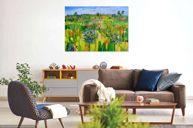 Summer Garden with Agapanthus room view - Sheila Fowler