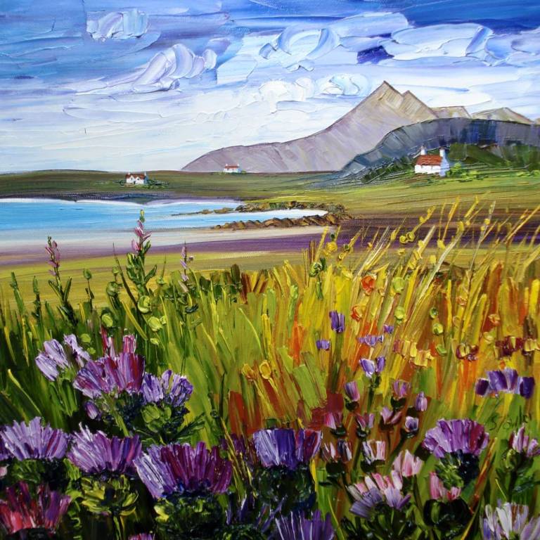 Wild Thistles Skye  25 x 25cm (ART PRINT OF SKYE - click for detail) - Sheila Fowler