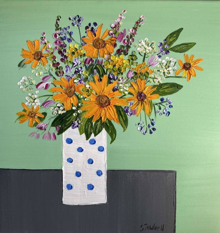 Summer Daises in Spotted Vase SOLD - Sheila Fowler
