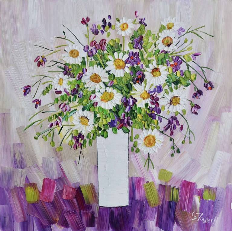 Summer Daisies on Pink - Sheila Fowler