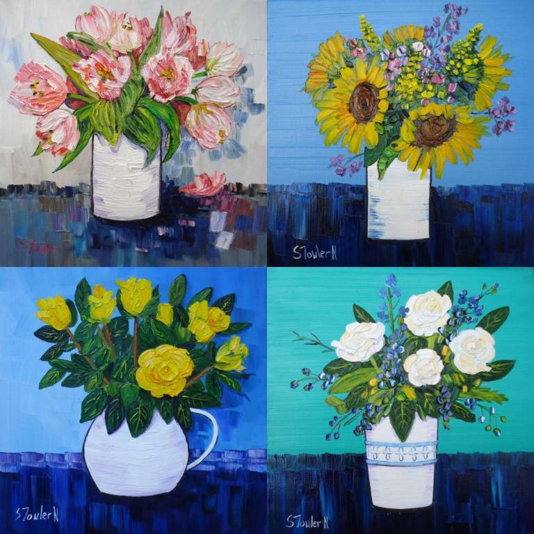 4 x GREETINGS CARDS OF FLOWERS £10 - Sheila Fowler