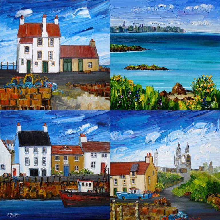 4 x GREETINGS CARDS OF ST. ANDREWS AND EAST NEUK - Sheila Fowler
